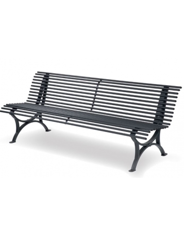 Panca da esterno con schienale in acciaio zincato con 12 profili tondi Ø 20 mm - Versione Grigio Micaceo - cm 200x68x72h
