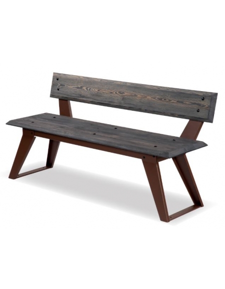 Panca per esterno in legno ed acciaio zincato - colore Corten/Grigio - cm 150x43x73h