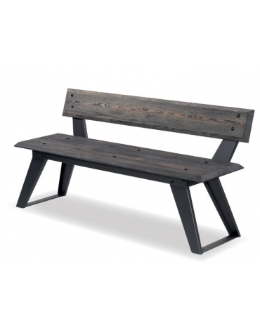 Panca per esterno in legno ed acciaio zincato - colore Grigio Micaceo /Grigio - cm 150x43x73h