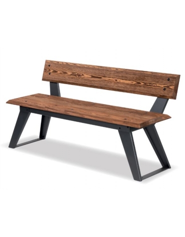 Panca per esterno in legno ed acciaio zincato - colore Grigio Micaceo/Marrone - cm 150x43x73h