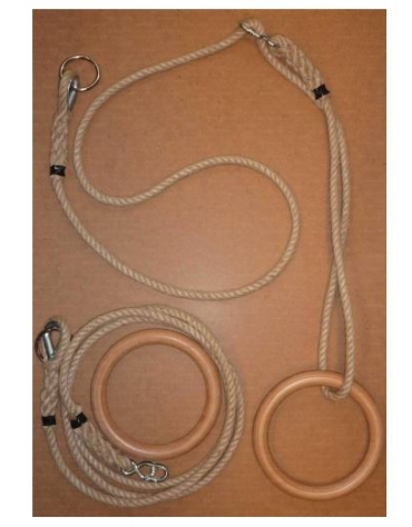 Coppia di funi di nylon per anelli con anelli di legno lamellare multistrato - diametro mm 28