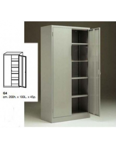 Armadio porta attrezzi di lamiera verniciata ad ante battenti, cm 100x45x200h