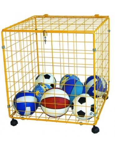 Contenitore porta palloni in rete verniciato smontabile dimensioni cm.70x70x80h