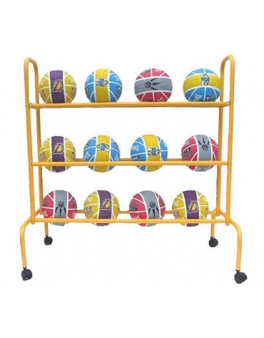 Carrello espositore per palloni in acciaio verniciato mobile su ruote