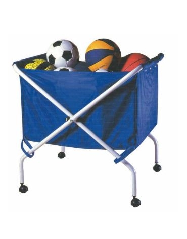 Carrello porta palloni pieghevole, struttura in alluminio mobile su ruote, sacco in nylon di contenimento palloni