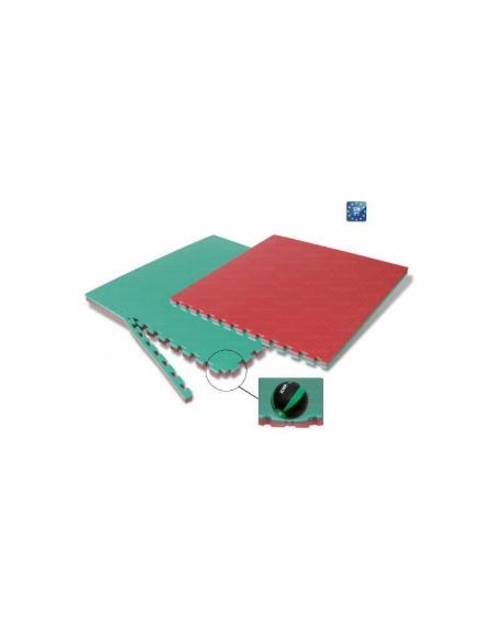 Tappeto Karate ad incastro cm. 100 x 100 x 4, bicolore rosso e verde