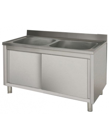 Lavatoio inox armadiato 2 vasche Dimensioni cm.120x60x85/90h