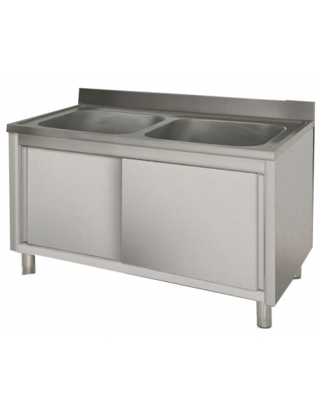 Lavatoio inox armadiato 2 vasche Dimensioni cm.150x60x85/90h Lavatoio inox armadiato 2 vasche Dimensioni cm.150x60x85/90h
