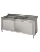 Lavatoio inox 2 vasche+gocc. destro Dimensioni cm.200x60x85/90h