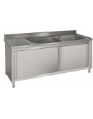 Lavatoio inox 2 vasche+gocc. sinistro Dimensioni cm.150x60x85/90