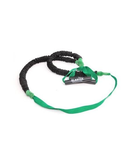 Elastico Stroops verde con maniglie, ideale per pedana Bosu e step, resistenza molto forte. Lunghezza 215 cm.