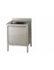 Lavatoio inox armadiato 1 vasca con anta a battente - Dimensioni cm.90x70x85/90h