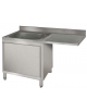 Lavatoio lavello armadiato inox 1 vasca con gocciolatoio destro a sbalzo - anta a battente - cm 140x60x85/90h