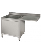 Lavatoio armadiato inox 1 vasca + gocciolatoio destro a sbalzo cm 130x70x85H