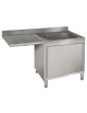 Lavatoio lavello armadiato inox 1 vasca con gocciolatoio sinistro a sbalzo - anta a battente - cm 140x60x85/90h