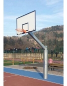 Impianto basket monotubolare in acciaio zincato, tabelloni in legno, sbalzo cm.165.