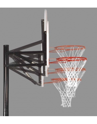 Mezzo impianto basket/minibasket con zavorra riempibile nuovo sistema a scatto per posizionamento altezza tabellone.