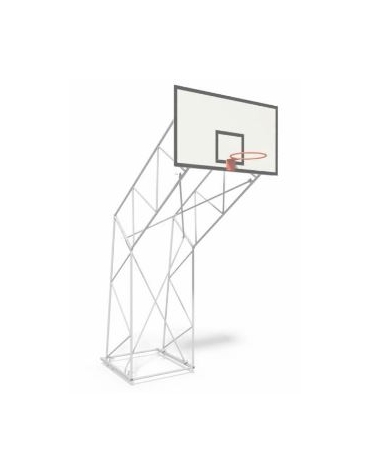 Impianto basket a traliccio in acciaio zincato, smontato, fisso, con tabellone in resina melaminica, sbalzo 220 cm.