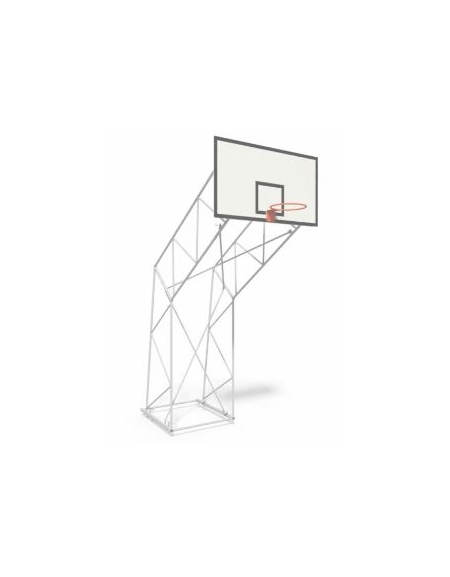 Impianto basket a traliccio in acciaio zincato, smontato, fisso, con tabellone in resina melaminica, sbalzo 220 cm.