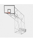 Impianto basket a traliccio in acciaio zincato, smontato, trasportabile, con tabellone in resina melaminica, sbalzo 220 cm.