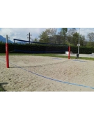 Impianto in acciaio bussola tridimensionale, adatto anche per il beach-tennis, dotato di 6 pali in legno.
