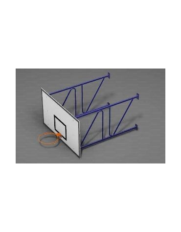 Impianto basket fisso, tabelloni in legno, sbalzo 168cm.