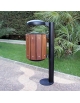 Cestino portarifiuti in legno con listoni di iroko - Capacità litri 33 - filo pavimento - cm 34x46x105h