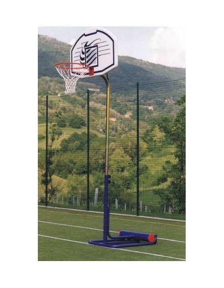 Canestro su colonna per minibasket con tabellone misure 112 x 73 cm