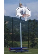 Mezzo impianto basket/minibasket su ruote autobloccanti mod. Scuola. Regolabile in altezza da cm 100 a cm 305
