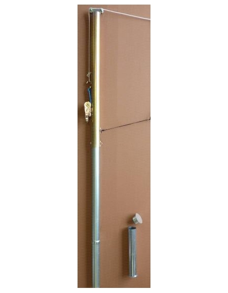 Impianto pallavolo telescopico monotubolare diam. 70 mm., con bussole, zincato, completo di tendirete.