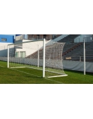 Coppia porte calcio 732x244 cm., in alluminio, reggirete a palo distanziato, a norma UNI EN 748