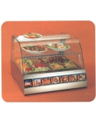 Vetrina calda da banco vetri vurvi, 2 ripiani - con umidità - cm. 73,7x79,3x55h -Porta a battente
