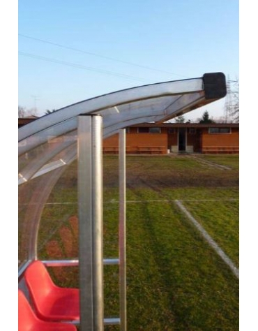 Panchina modello "Strong" da 3 metri in alluminio copertura in policarbonato trasparente.