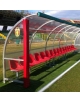 Panchina modello Plus da 6 metri - 12 posti - in alluminio copertura in policarbonato trasparente - cm 600x138x225h