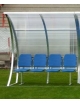Panchina allenatori ONDA da 2 mt/l - 4 posti - in alluminio, coperture policarbonato trasparente - cm 210x143x217h