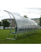 Panchina allenatori ONDA da 2 mt/l - 4 posti - in alluminio, coperture policarbonato trasparente - cm 210x143x217h