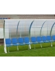 Panchina allenatori ONDA da 4 mt/l - 8 posti - in alluminio, coperture policarbonato trasparente - cm 410x143x217h