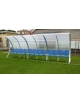 Panchina allenatori ONDA da 6 mt/l - 12 posti - in alluminio, coperture policarbonato trasparente - cm 610x143x217h