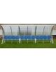 Panchina allenatori ONDA da 6 mt/l - 12 posti - in alluminio, coperture policarbonato alveolare - cm 610x143x217H