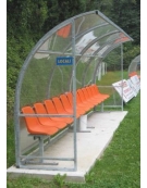 Panchina mod. Standard da 5 mt/l - 10 posti - in acciaio zincato a caldo, copertura policarbonato trasparente
