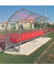 Panchina modello Standard da 6 mt/l - 12 posti - in alluminio, copertura in policarbonato trasparente