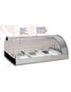Vetrina calda bagnomaria +30° +60°C da banco con ripiano interno e vetro curvo-Illuminazione interna a Led-cm 142,5x60,3x44,1h