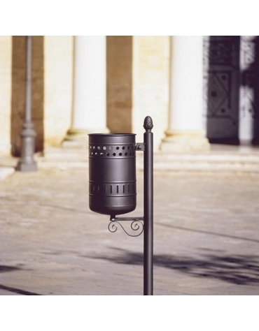 Cestino portarifiuti in acciaio e ghisa - Capacità Lt 35 - Colore Grigio Micaceo - filo pavimento - cm 31x52x110h