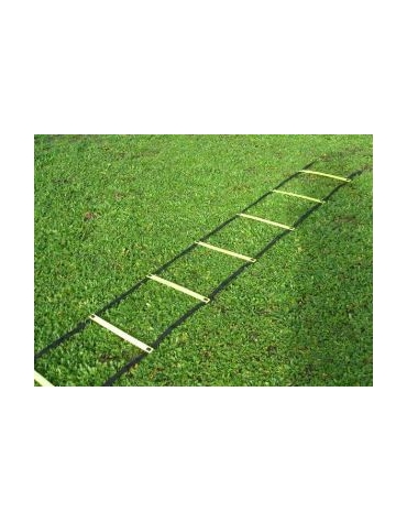 Scala per allenamento calcio, 10 pioli piatti, lunghezza 4 metri, unibile ad altre scale per aumentare la lunghezza.