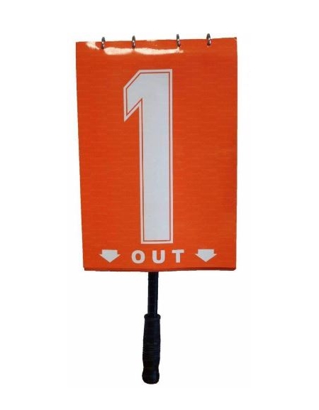 Blocco numeri sostituzione giocatori con impugnatura da n.1 a n. 30 con scritta "OUT".
