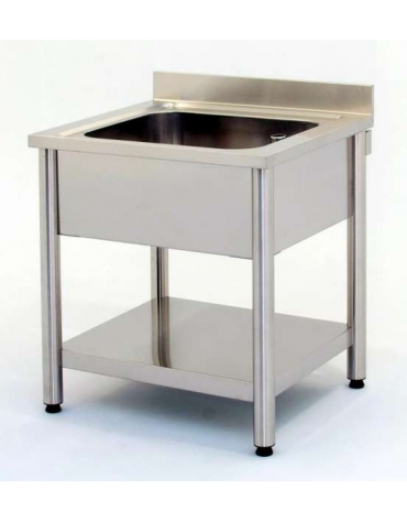 Lavatoio inox gambe tonde 1 vasca Dimensioni cm.80x60x85/90h