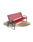 Panchina per parco in tubo d'acciaio colore ROSSO RUBINO / GRIGIO MICACEO cm 158x57x72h