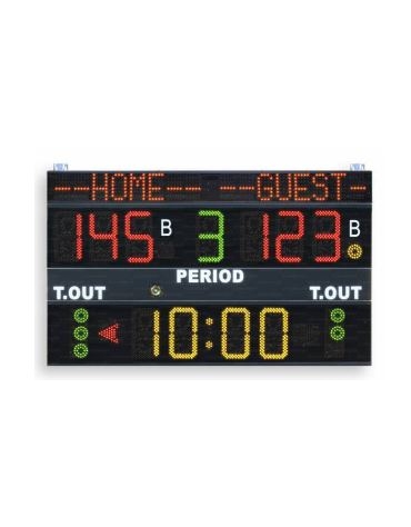 Tabellone multisport elettronico per palazzetti sportivi e grandi palestre. Dim.  cm 200 x 120 x 9 con nomi programmabili