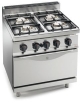 Cucina a gas 4 fuochi professionale MEDIA POTENZA con forno elettrico statico GN 2/1 - cm 80x71,4x85/90h