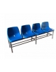 Panca alluminio sez. quadra cm 30x30, lunghezza mt 2 con 4 scocche sedile e schienale colore Blu - cm 200x35x45h